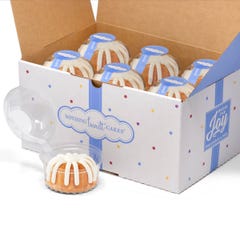 A box filled with 12 individually packaged Lemon bundtlets. 
